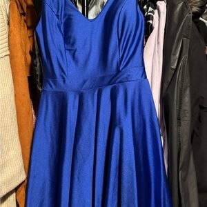 Scala Royal Blue Fit and Flare Dress with V-Neck for Prom